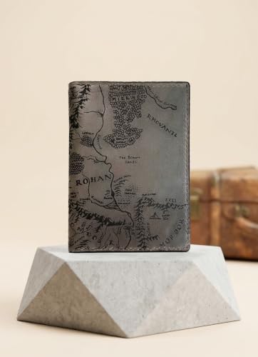 Handmade genuine Leather Wallet Map engrave (Smoke)