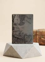 Handmade genuine Leather Wallet Map engrave (Leather)