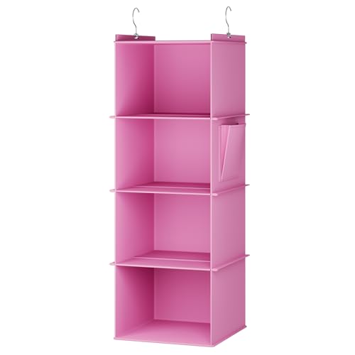 Hanging Closet Organizer and Storage (4-SHELF / Light Pink)