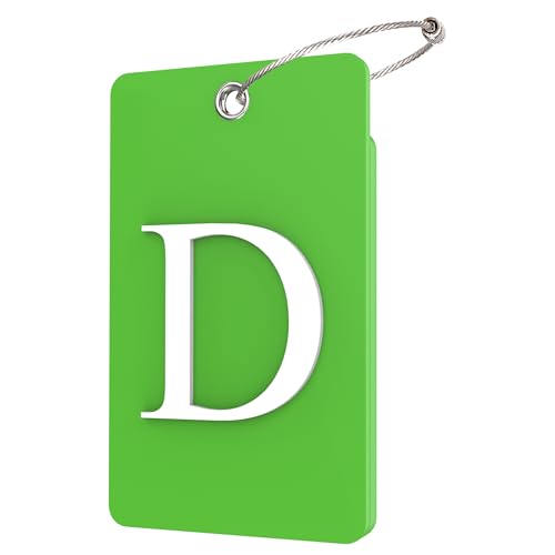 2 Pack Initial Luggage Tags for Suitcases Airplane Travel Essentials (Large D / Green)