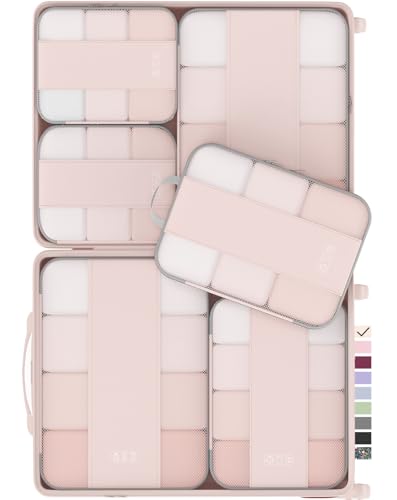 6 Set Compression Packing Cubes for Travel Essentials (Beige)