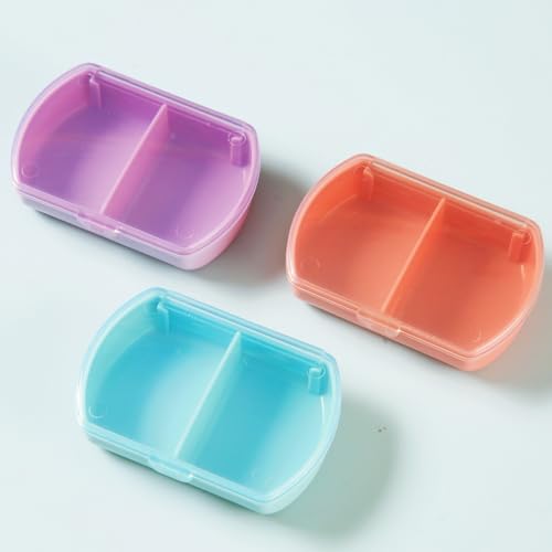 4PCS Small Pill Case Travel Pill Box Cute Pill Organizer for Purse Portable Daily Medicine Organizer 2 Compartment Pill Holder for Vitamins (Blue 4pcs)