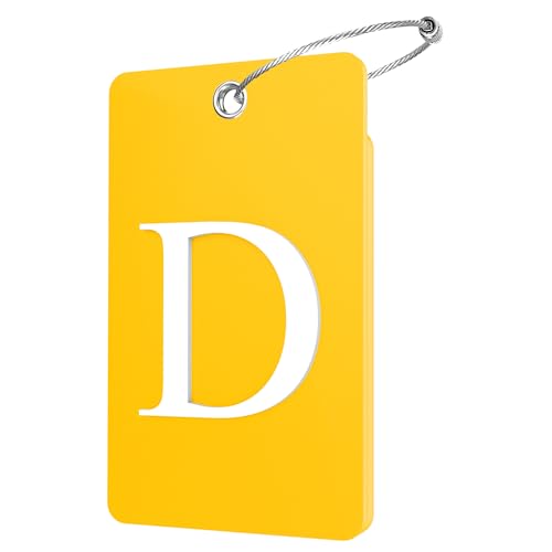 2 Pack Initial Luggage Tags for Suitcases Airplane Travel Essentials (Large D / Yellow)