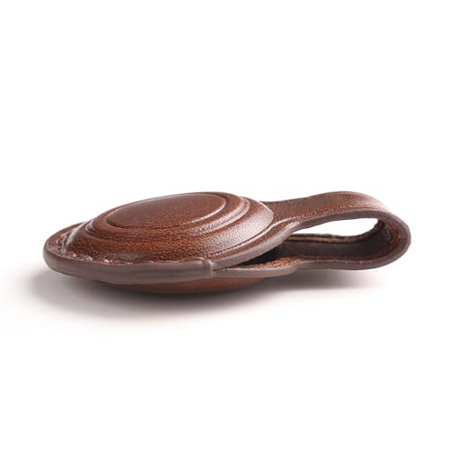 Genuine Leather AirTag Keychain Holder (Dark Brown)