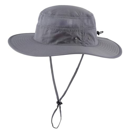 UPF 50+ Men's Sun Hat Wide Brim UV Sun Protection Bucket Hat for Mens Fishing Hat Womens Beach Safari Garden Golf (One Size / Dark Gray)
