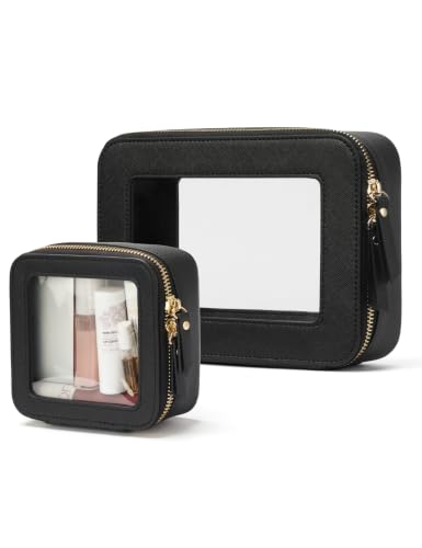 Clear Makeup Bag with Zipper (Black / Mini & Medium)