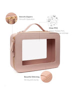 Clear Makeup Bag Set for Women (Dual Dark Pink)