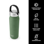 Recycled Stainless Steel Explorer with Insulated Lid and Handle (24 Ounces / Green Jasper)
