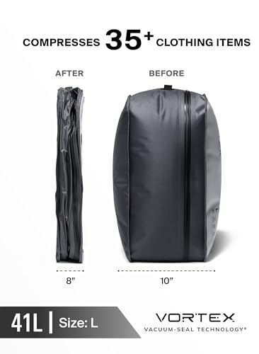 Black Voyage Reusable Vacuum Compression Travel Bag for Carry (Gray (1-Pack) / Large)