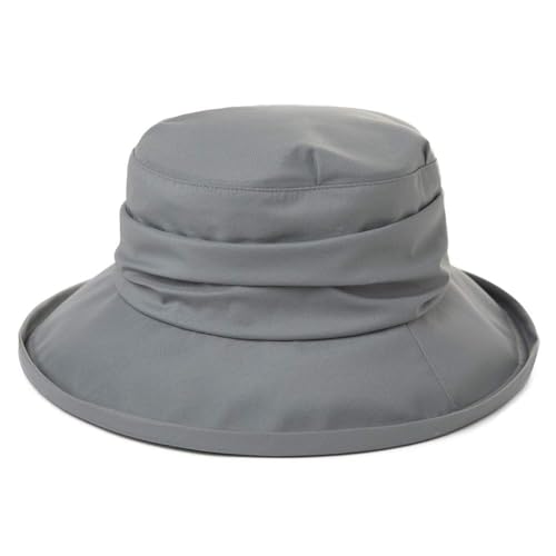 Women's Waterproof UPF 50+ Wide Brim Packable Rain Hat (737_grey / Medium)
