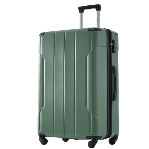 28" Expandable Checked Luggage Hardshell Suitcase with TSA Lock (Green Single / 28 Inch)