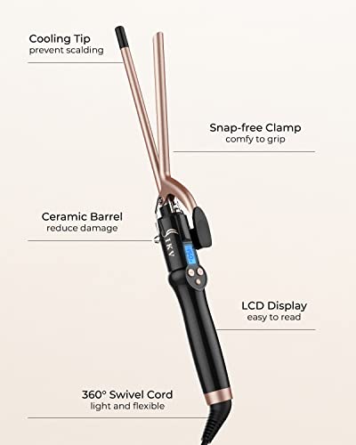 3 8 inch Thin Curling Iron Extra Long Barrel for Short Hair (3/8 Inch)