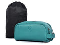 10" Premium Leather Toiletry Travel Pouch With Waterproof Lining (Steel Blue)