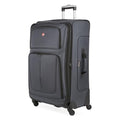 Sion Softside Expandable Spinner Luggage Durable Lightweight Travel Suitcase (Checked-Large / Dark Grey)