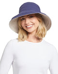 Women's Holiday Sun Hat UPF 50+ (Small-Medium / Navy/Beige)