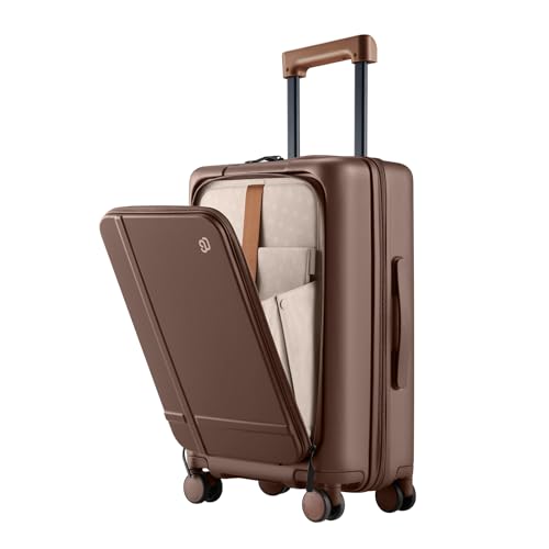 Carry On Luggage 22x14x9 Airline Approved (02-Caramel Latte / Carry-On 20-Inch (Clamshell, 34L))