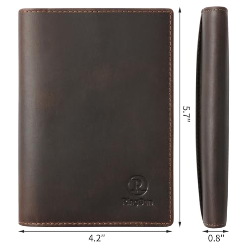 Leather Passport Cover for Men Women (Red Brown)