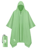 Hooded Rain Poncho Waterproof Raincoat Jacket for Men Women Adults (One Size / Light Green 1 Pack)