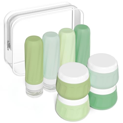 Travel Size Toiletries 8 Pack (3oz bottle 3oz jar / Water Green)
