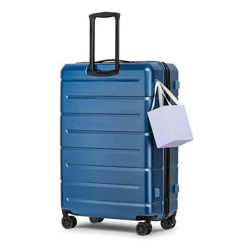 Large Suitcases with Wheels Hardshell 28 Inch Luggage TSA Approved Big Checked Luggage Durable Travel Rolling Suitcase for Women Men Light Blue (Light blue / Checked-Large 28-Inch)