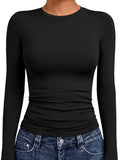 Womens Long Sleeve Shirts Basic Compression Tops Black XL (X-Large / Black)