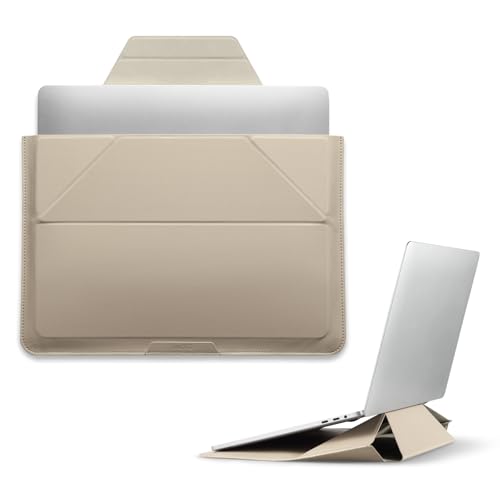 Laptop Carry Sleeve with Stand &Smart Storage for 14" Laptop for Work (Beach White / 14 Inch)