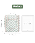 Hanging Travel Toiletry Bag for Women (C-Mint Green Checkerboard / Medium)
