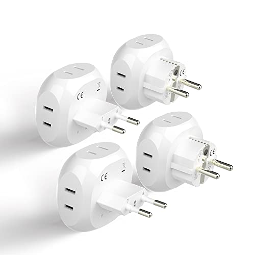 Europe Travel Adapter Plug Set Schuko (4 Pack / Type C , E/F - European 2 pack set)
