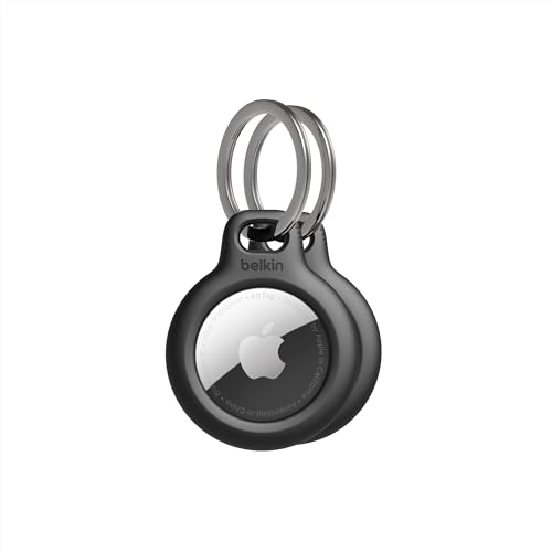 Apple AirTag Secure Holder with Key Ring (Keychain / Black)