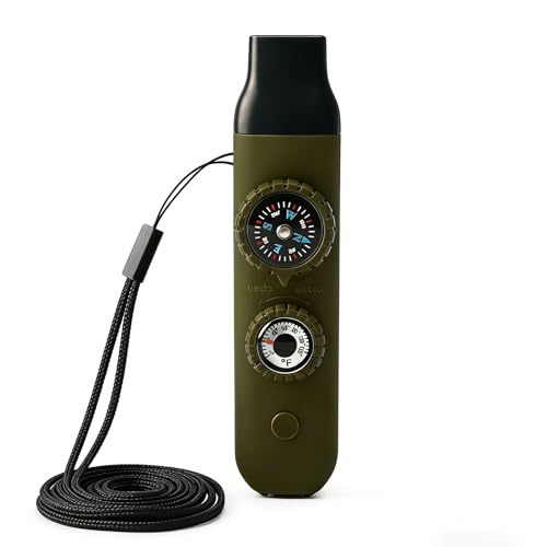 Multifunctional Survival Emergency Whistle for Kids with Compass Hiking Survival (army green)