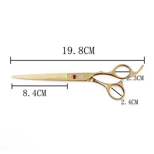 7" Dog Grooming Scissors Set with Rhinestone Accent (Gold)