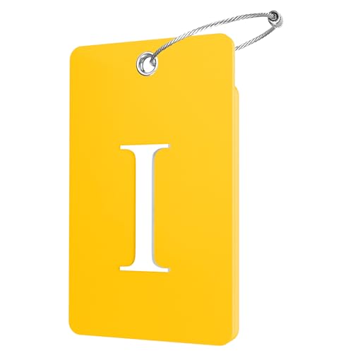 2 Pack Initial Luggage Tags for Suitcases Airplane Travel Essentials (Large I / Yellow)