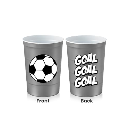 16 oz. Reusable Party Cups (Soccer Gray / 12 Count)