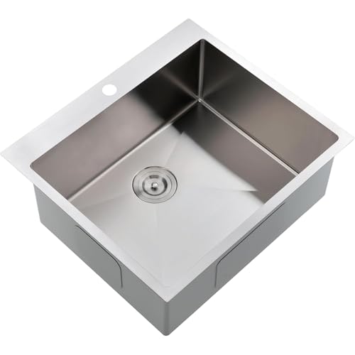 25 x 22 Inch Drop In Kitchen Sink (Brushed Nickel / 25" x 22" x 9")