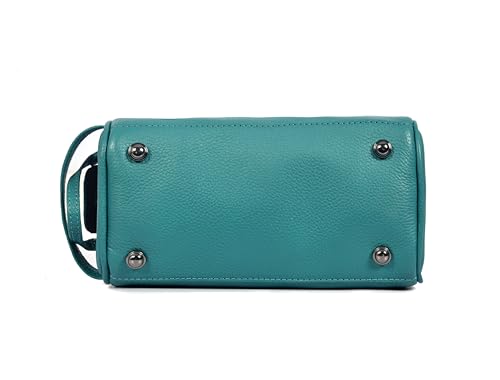 10" Premium Leather Toiletry Travel Pouch With Waterproof Lining (Steel Blue)