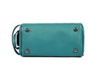 10" Premium Leather Toiletry Travel Pouch With Waterproof Lining (Steel Blue)