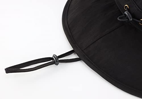 Summer UPF 50+ Men's Bucket Sun Hat Wide Brim Fishing Hat Safari Hat (Large-X-Large / Black)