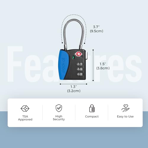 TSA Approved Travel Luggage Locks (Navy / 1 Pack)