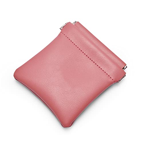 Pink PU Leather Jewelry Pouch Portable Travel Jewelry Storage Bag (Pink / 3.54"x3.54")