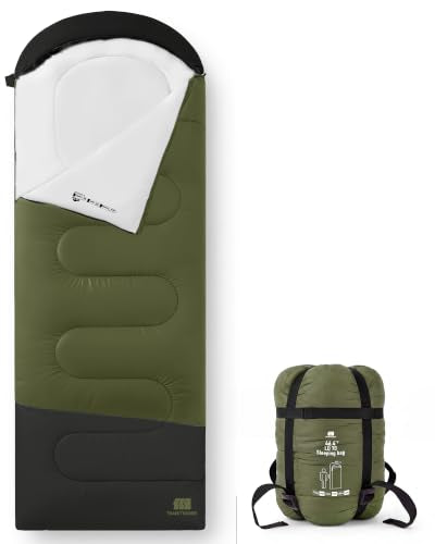 Lightweight Warm Weather Sleeping Bag for Adults (1.65lb-Green)