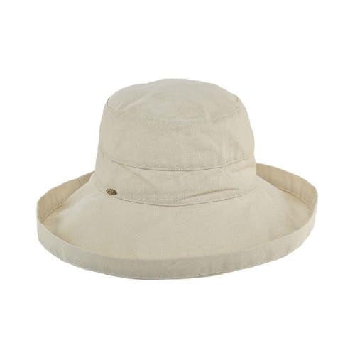 Women's Cotton Hat with Inner Drawstring and Upf 50+ Rating (One Size / Natural)