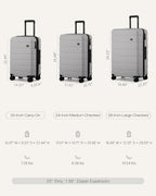 Luggage Set 3 Piece Lightweight Durable Hardshell (Platinum)