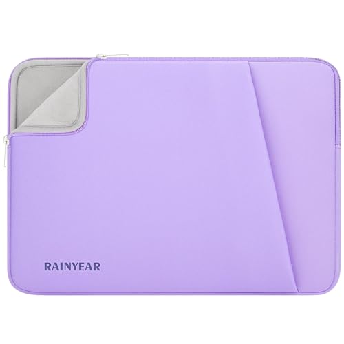 RAINYEAR 13.3 Inch Laptop Sleeve Padded Case Cover with Pocket (13.3-14 inch / Purple)