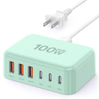 USB Fast Charger Block 50% Smaller 100W Max 6 (Light Green / 100W)