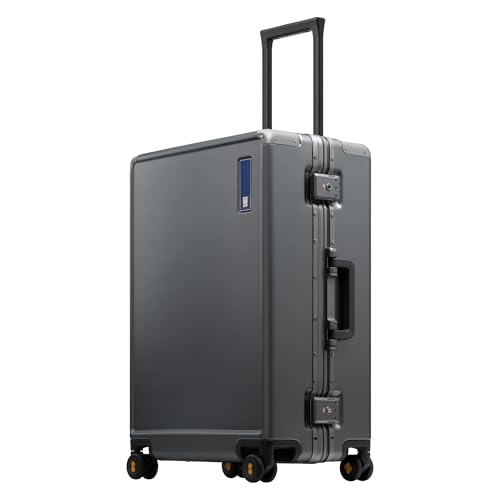 Zipperless Checked Luggage Hardside Suitcase with Wheel 24 Inch Grey (Grey / Checked 24 Inch (Upgraded))