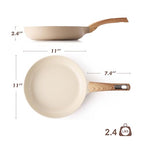 11inch Ceramic Nonstick Frying Pan Paella Pan (11 Inch / CERAMIC Taupe)