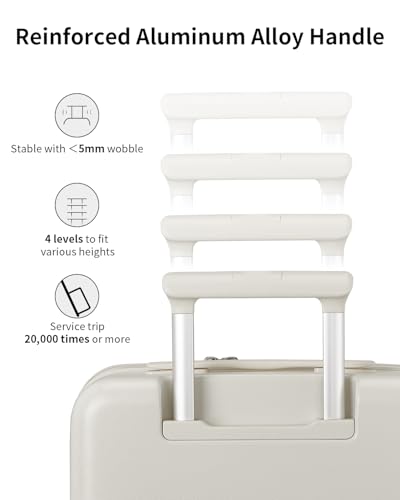 Expandable Top Open 24 Inch Checked Luggage with Spinner Wheels (Coconut White / Checked-Medium 24-Inch)