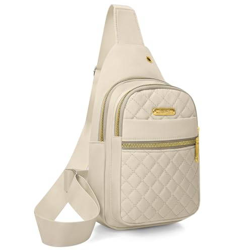 Small Sling Bag For Women Men Casual Crossbody Sling Backpack (8002-beige)