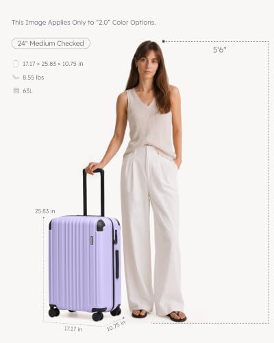 Luggage Lightweight and Durable Hardshell (Light Purple2.0 / M(24in))
