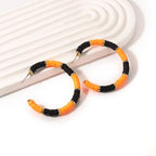 Game Day Earrings Football Baseball Earrings for Women Sports Team Heishi Hoop Earring Football Accessories Outfits Cheer Mom Essentials Fall Sports Must Haves Cheer Gifts (Orange Black)